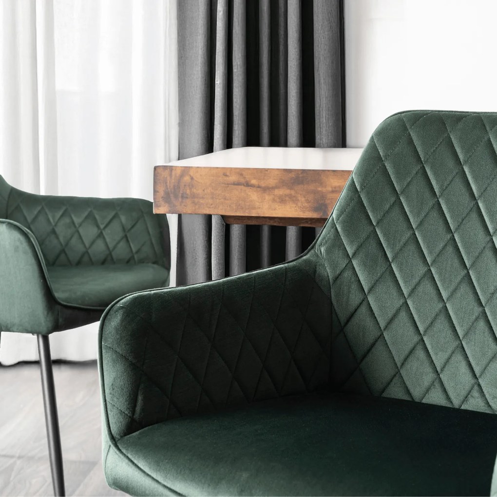 Krzesło Tapicerowane do Jadalni BRESSO Zielone Welurowe Nowoczesne Loft