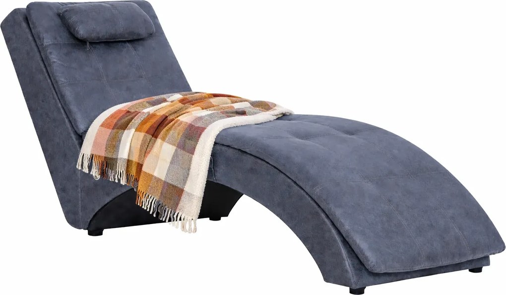 Szary szezlong masujący z poduszką z zamszowej ekoskóry N8-N44