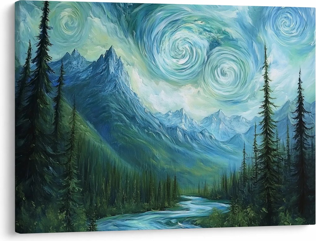 Obraz - Krajobraz z nutą Van Gogha (70x50 cm)