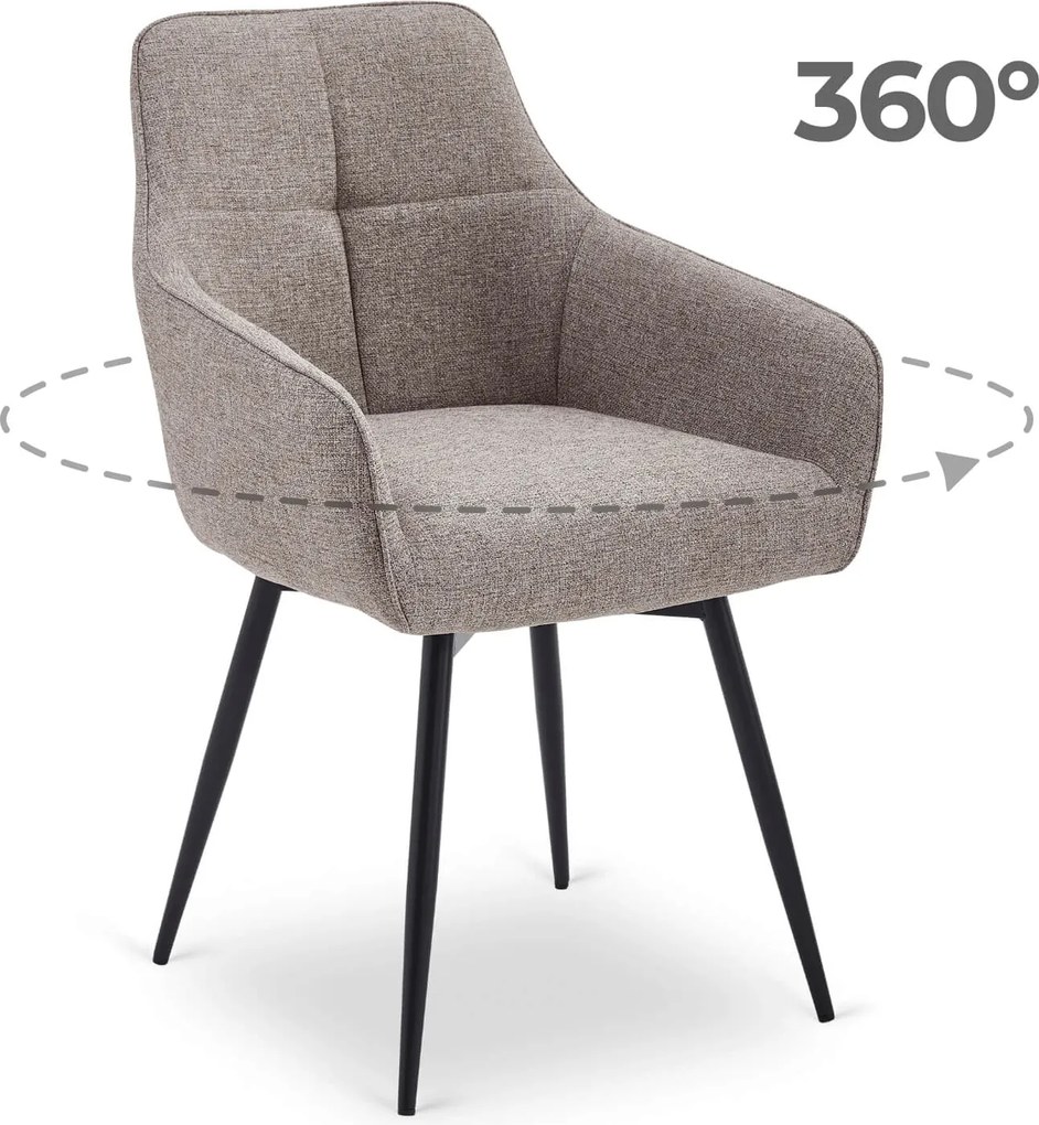 Krzesło Tapicerowane Obrotowe do Salonu LARISA Cappuccino Nowoczesne