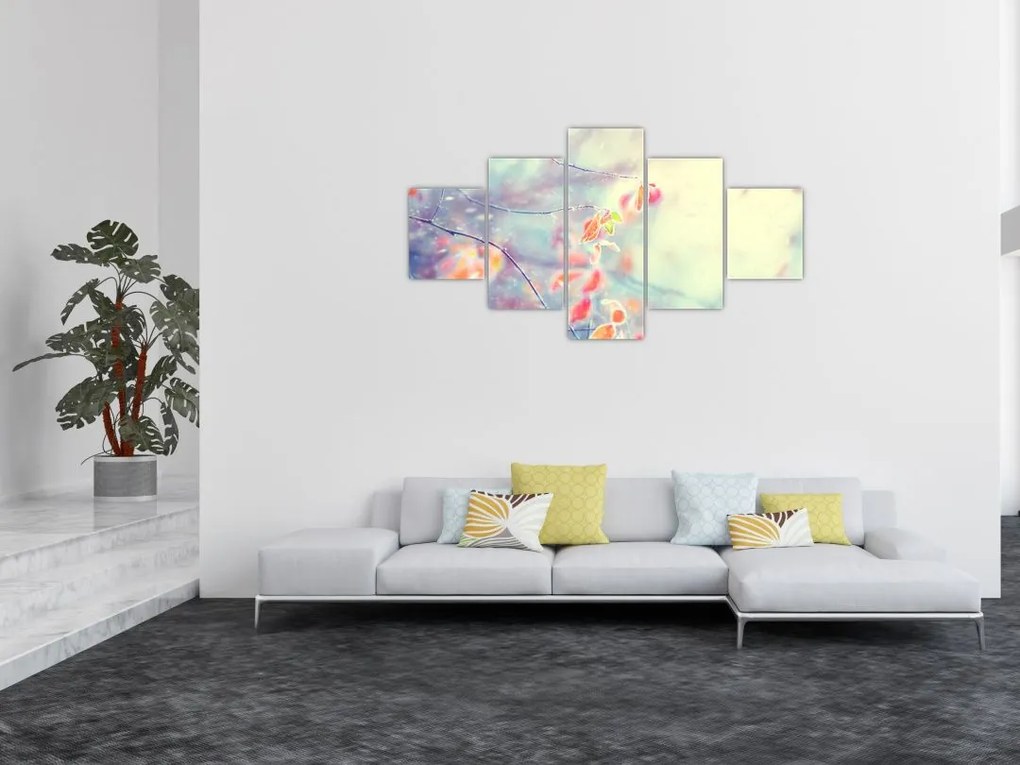 Obraz - Listki w lodzie (125x70 cm)