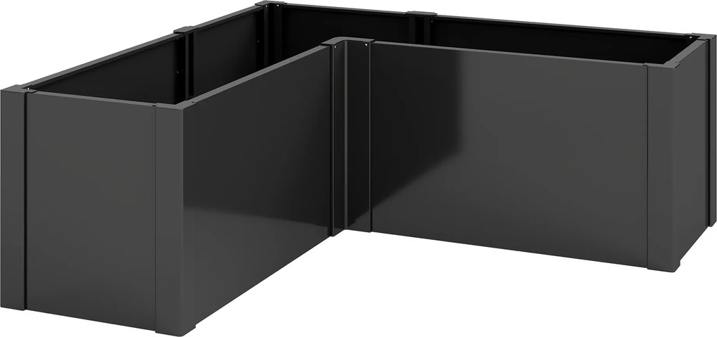 Outsunny Podwyższona grządka w kształcie litery L, odporna na warunki atmosferyczne, wykonana z ocynkowanej stali, 150 x 150 x 55 cm, czarna | Aosom PL