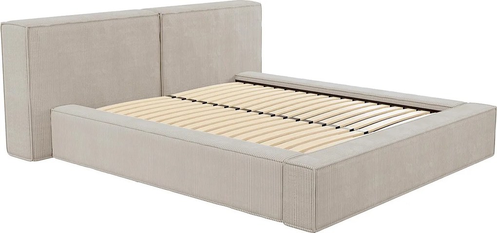 Łóżko ze skrzynią - 180 x 200 cm - Sztruks - Beżowe - TIMANO IImarki Pascal Morabito