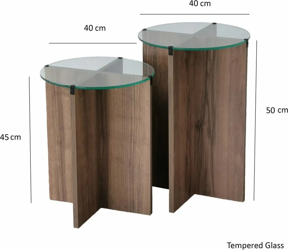Zestaw stolików pomocniczych Lily Walnut, 2 szt.