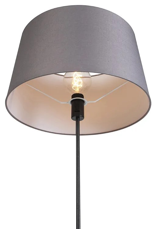 Lampa stojąca czarna z abażurem z ciemnoszarego lnu 45 cm - Parte klasyczny/Antyczny Oswietlenie wewnetrzne