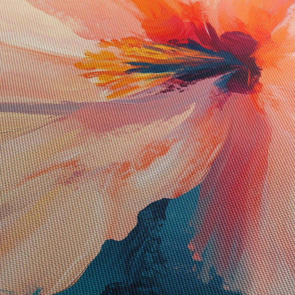 Obraz - Malowany kwiat (z zegarem) (90x30 cm)