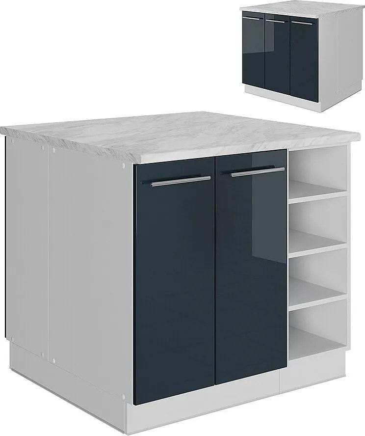 Wyspa kuchenna ciemnoniebieski wysoki połysk 90x60x82 fame-line