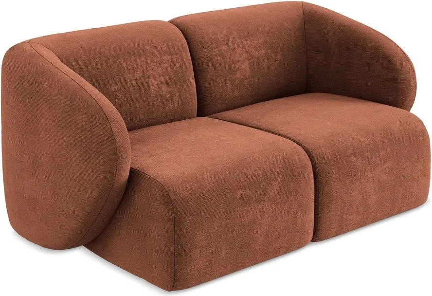 Sofa z tkaniny szenilowej w kolorze terakoty 174 cm Lani – Makamii