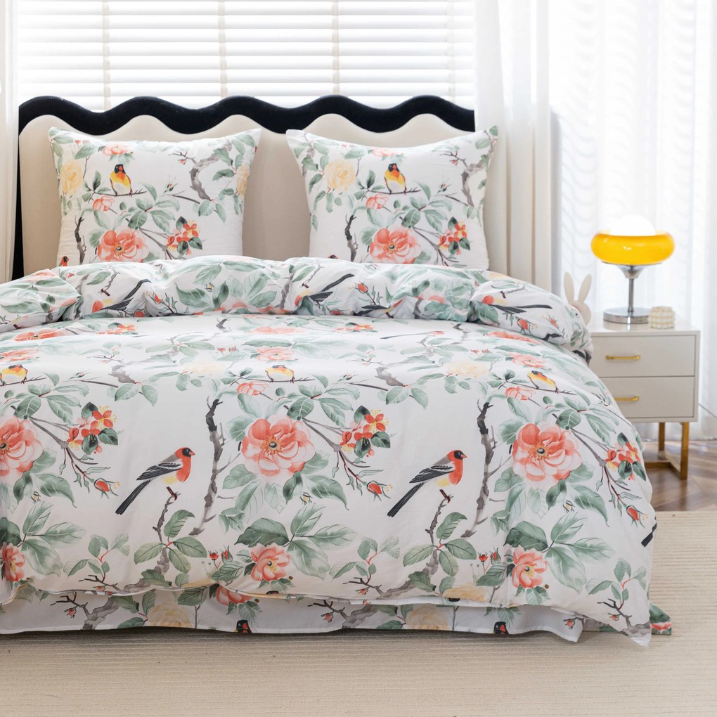 PrzytulneMieszkanie.pl PrzytulneMieszkanie.pl Pościel z mikrofibry ORANGE FLOWERS białe Rozmiar pościeli: 2 szt 70 x 80 cm | 160 x 200 cm