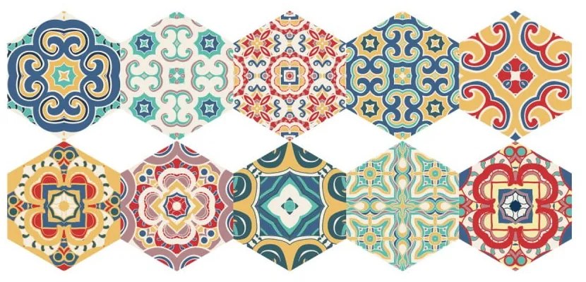 Zestaw 10 naklejek na podłogę Ambiance Floor Stickers Hexagons Lorena, 40x90 cm