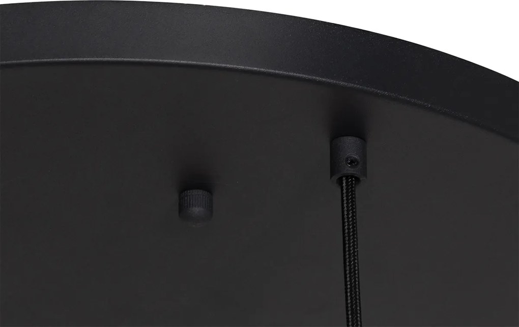 Lampa wisząca w stylu art deco czarna z przydymionym szkłem okrągła 7-światłowa - Sandra