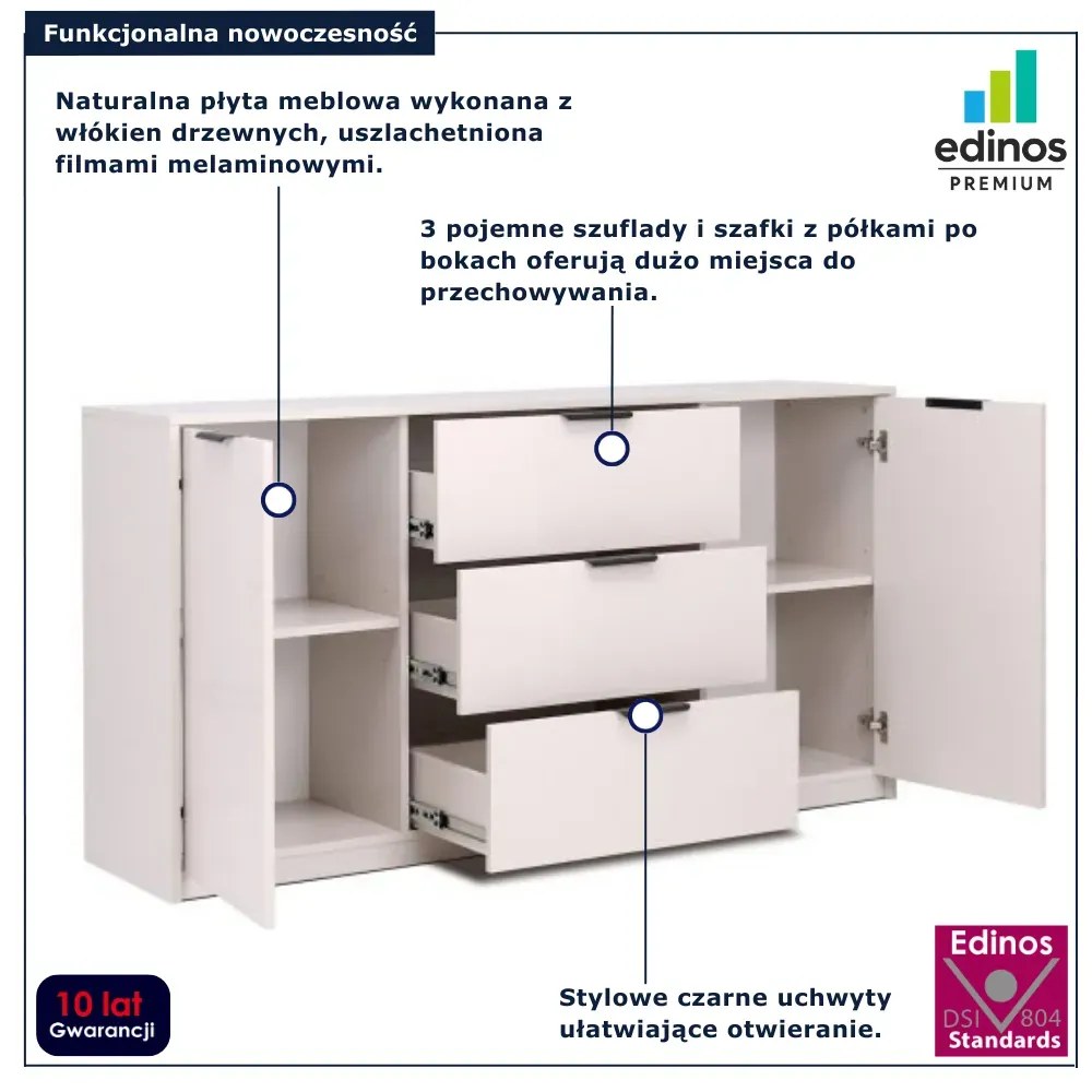 Beżowa duża komoda do przechowywania 160 cm kaszmir połysk A8-P80