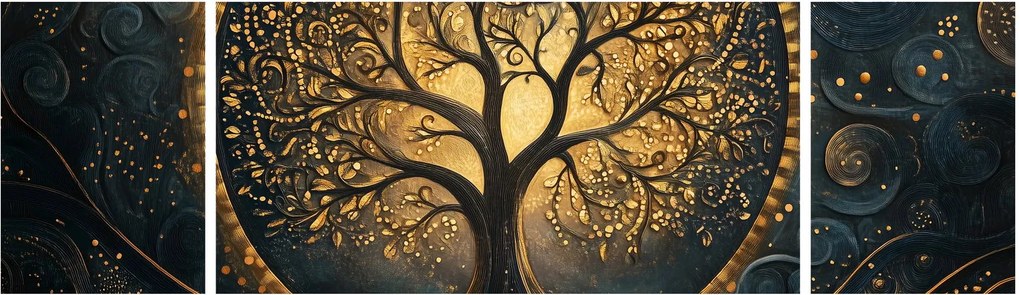 Obraz – Drzewo ze złotą aurą (170x50 cm)