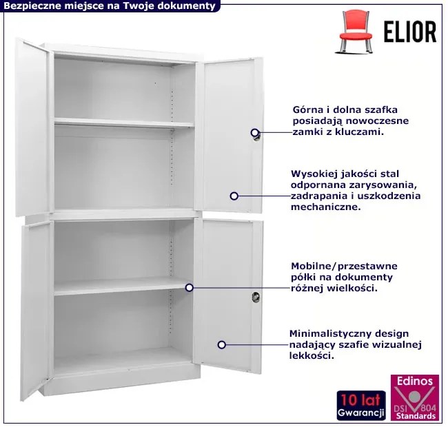 Jasnoszara szafa do biura na segregatory C0-A92