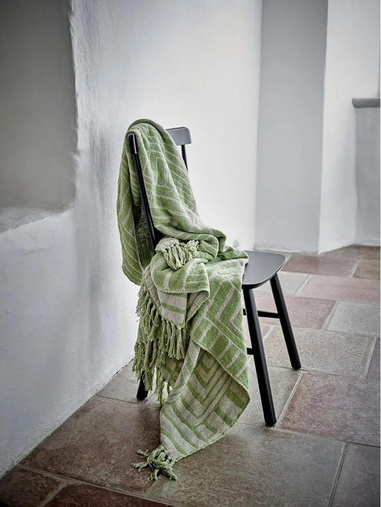 Zielony koc z mieszanki bawełny 130x155 cm Velva – Bloomingville