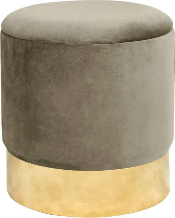 Pufa ze schowkiem okrągła welurowa AKORD GOLDEN Beżowa