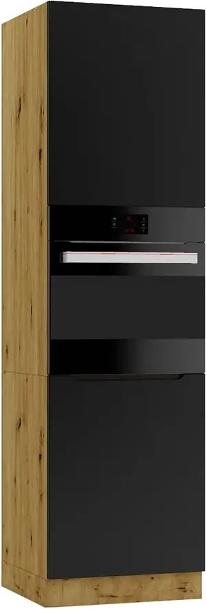 Słupek pod zabudowę piekarnika dąb artisan + czarny K1-Z59