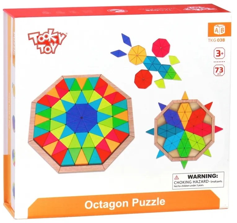 Tooky toy puzzle ośmiokątne drewniana mozaika edukacyjna (73el.)
