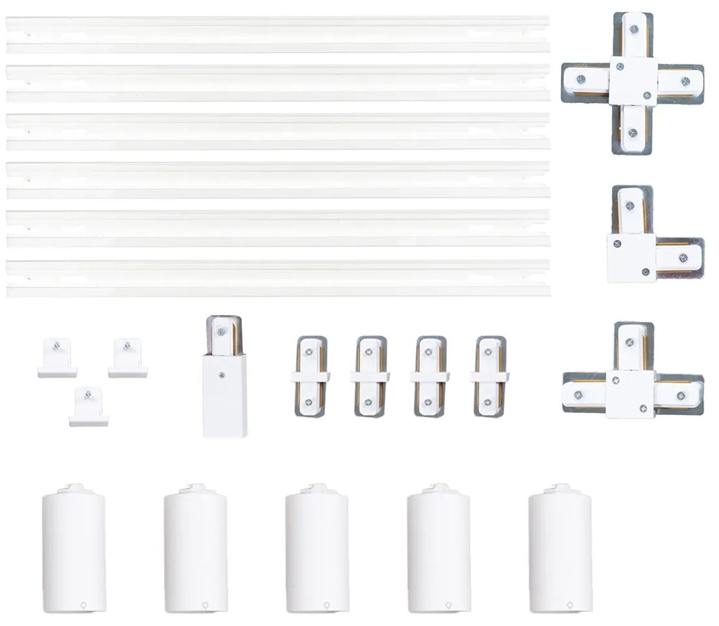 Nowoczesny system oświetlenia szynowego z 5 białymi reflektorami jednofazowymi GU10 35 mm - Iconic Ruby