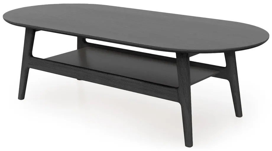 Czarny stolik w dekorze dębu 60x130 cm Curved – Woodman