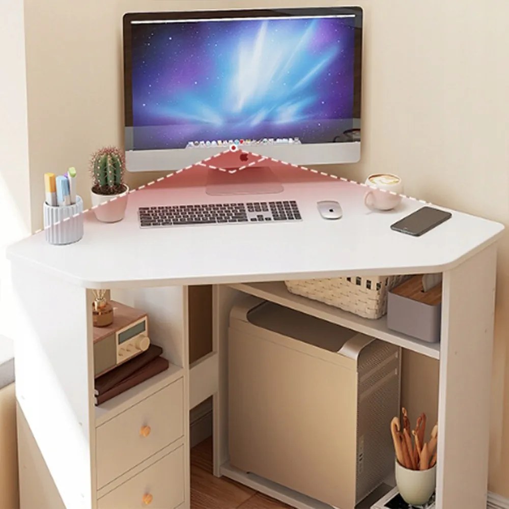 Białe biurko narożne z półkami – 80x75x23 cm