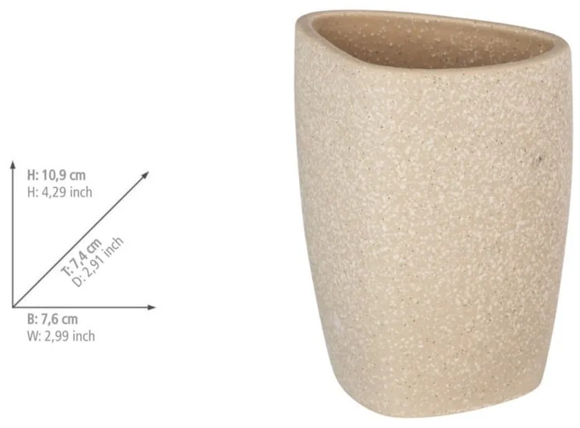 Beżowy ceramiczny kubek na szczoteczki do zębów Wenko Pion