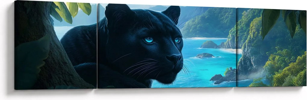 Obraz - Czarny panter w dżungli (170x50 cm)