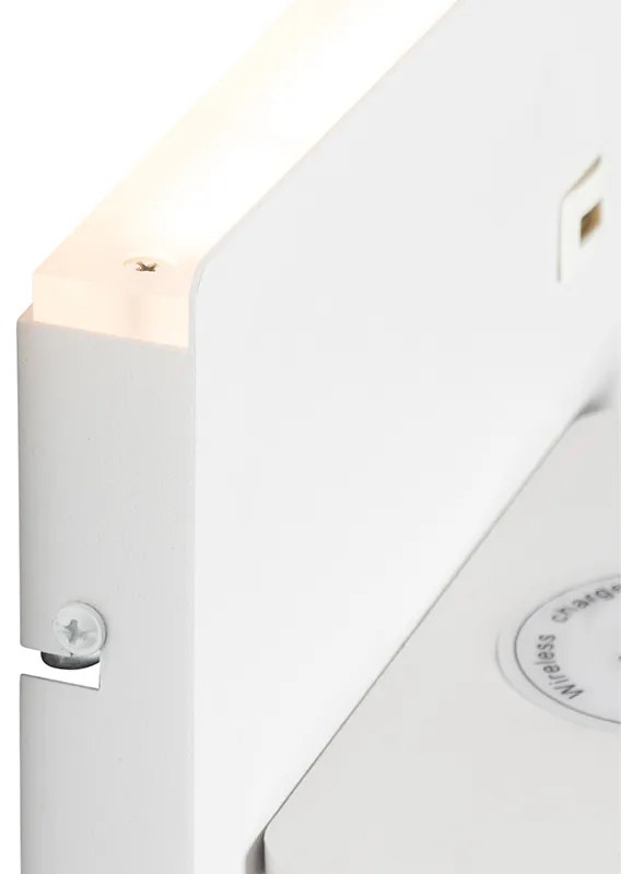Zestaw 2 lamp ściennych białych z LED z USB i ładowarką indukcyjną - Riza Nowoczesny Oswietlenie wewnetrzne