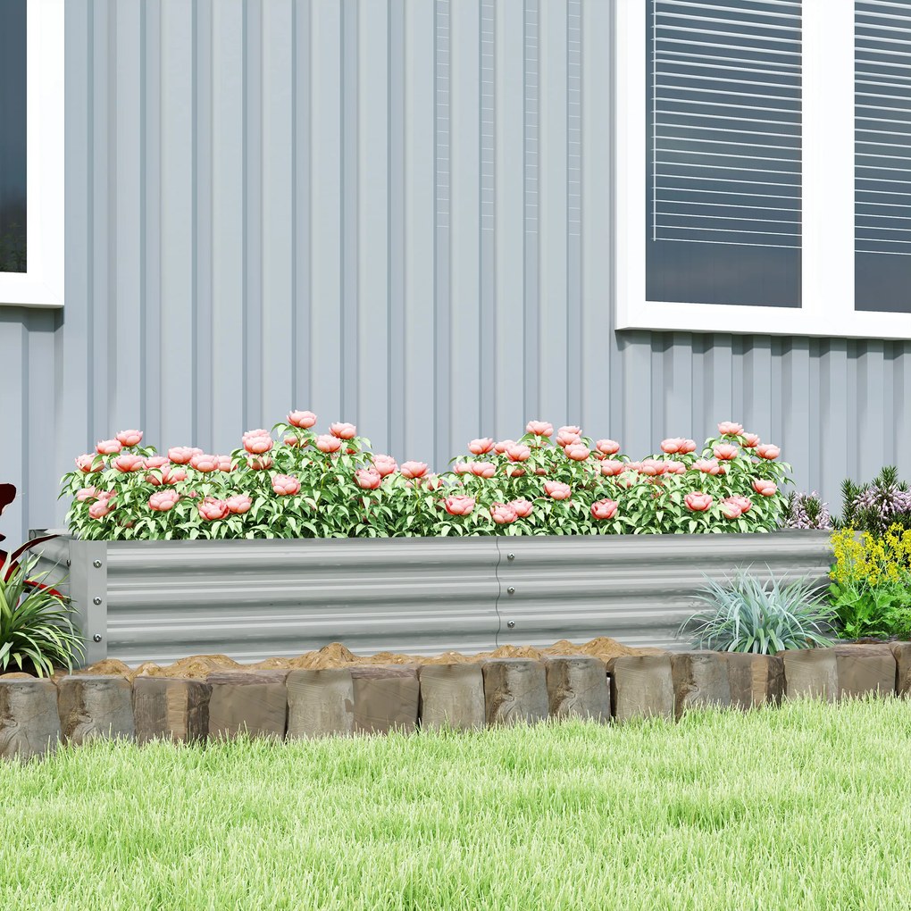 Outsunny Wysokie grządka ze stali, odporna na warunki pogodowe z krawędzią antypoślizgową