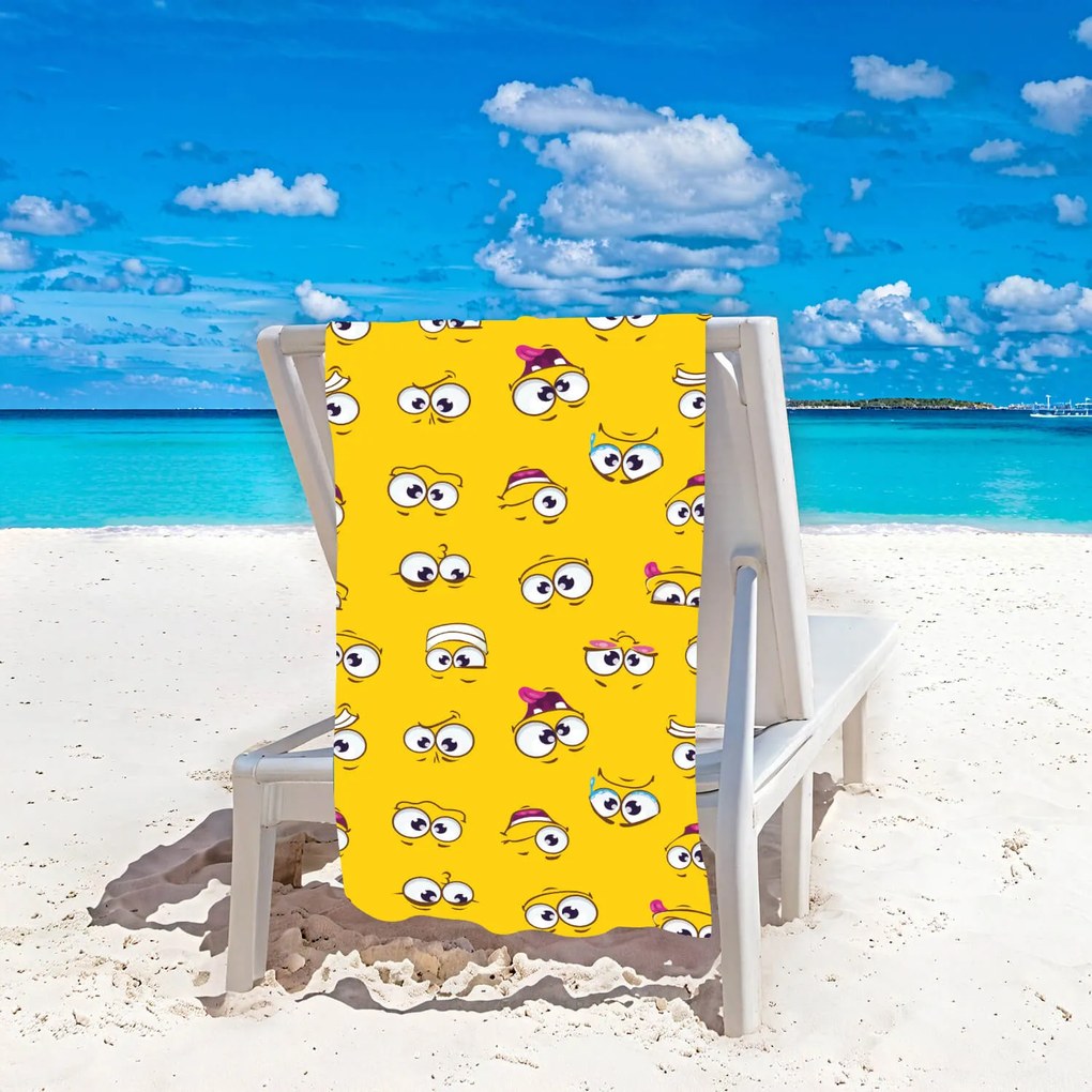 Ręcznik plażowy SMILE 100x180 cm żółty, 100% mikrofibra