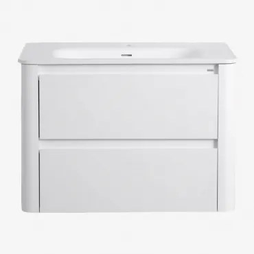 Zestaw Wiszących Mebli Łazienkowych Zintegrowany Z Umywalką Egerton Biała & Bezlusterkowiec & Bez Kranu - Sklum