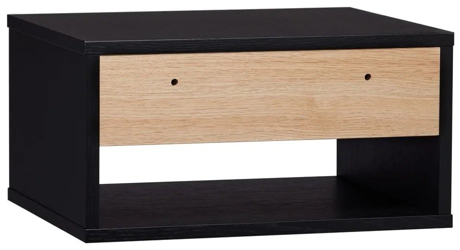 Czarno-naturalna wisząca szafka nocna w dekorze dębu Stripe – Woodman
