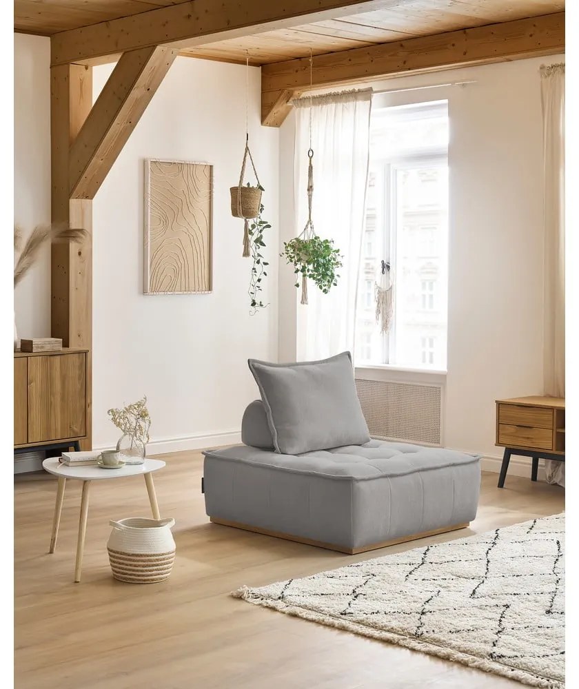 Jasnoszary fotel z tkaniny szenilowej Elisa – Bobochic Paris