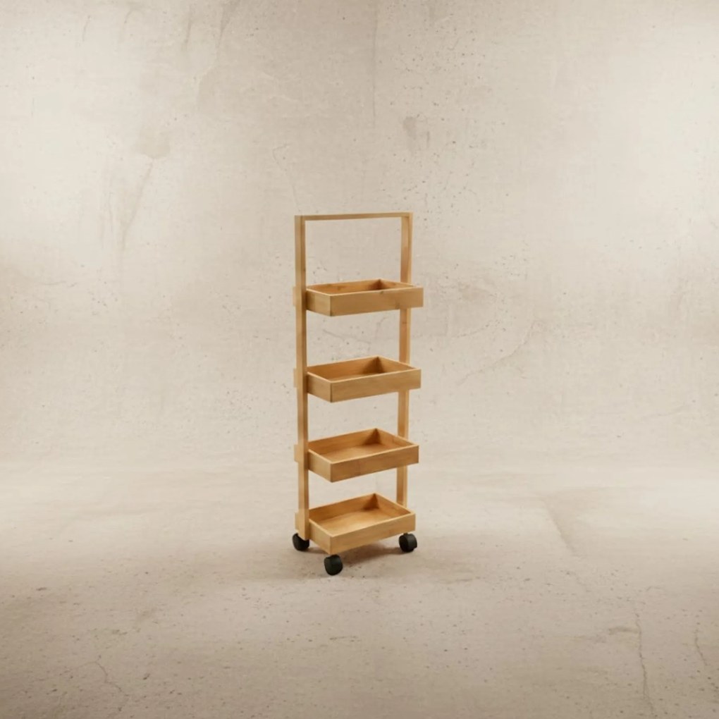 Wąski regał bambusowy, 4 koszyki VINK, 90 cm