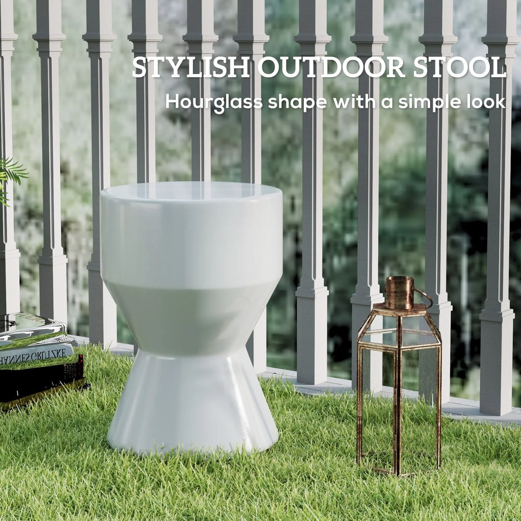 Outsunny Ceramiczny Taboret Ogrodowy 120kg Nośności Ø33 x 45,5 cm Wodoodporny w Kształcie Klepsydry Jasnoszary