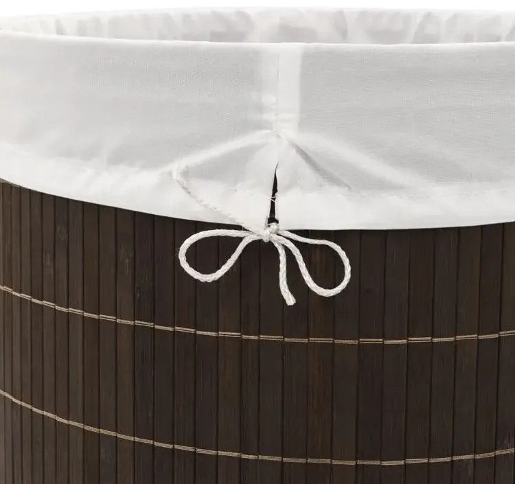 Bambusowy owalny pojemnik na pranie  ciemnobrązowyM9-D63