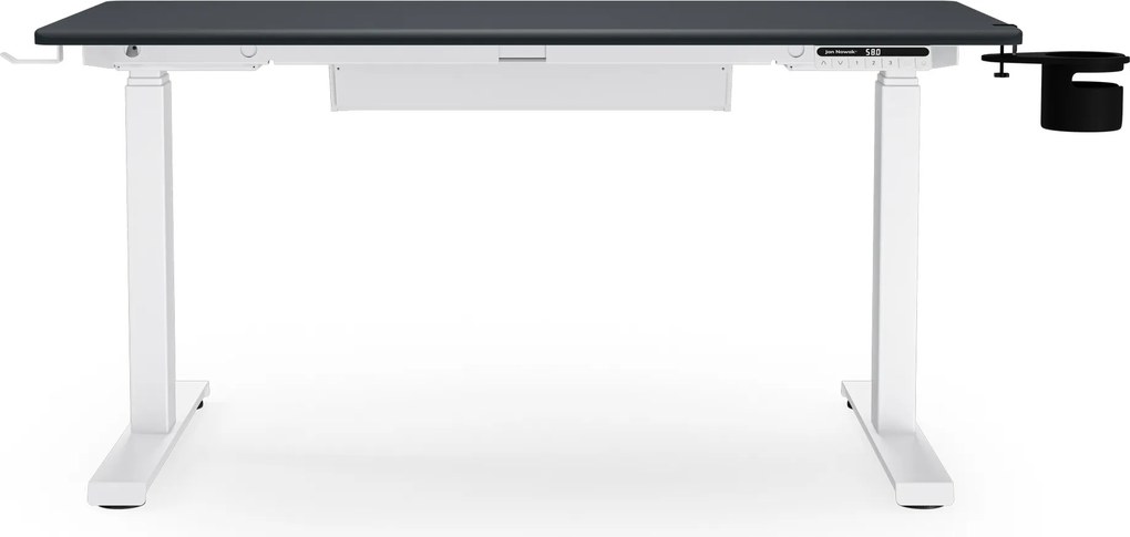Biurko elektryczne z regulacją wysokości ergonomiczne biało-antracytowe,1200x600 mm: ARIA