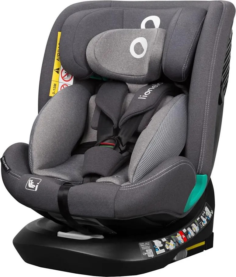 Lionelo - Obrotowy fotelik samochodowy z bazą BASTIAAN ONE i-Size 40-150 cm Grey Stone