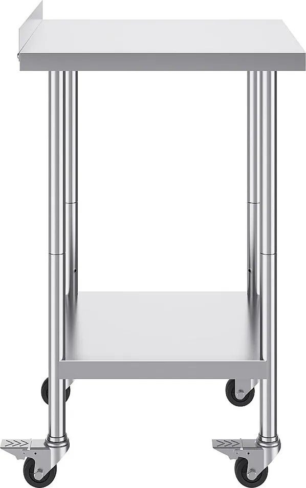 Stół Roboczy ze Stali Nierdzewnej SucceBuy, 61 x 61 cm, Komercyjny Stół do Przygotowywania Żywności na Kółkach