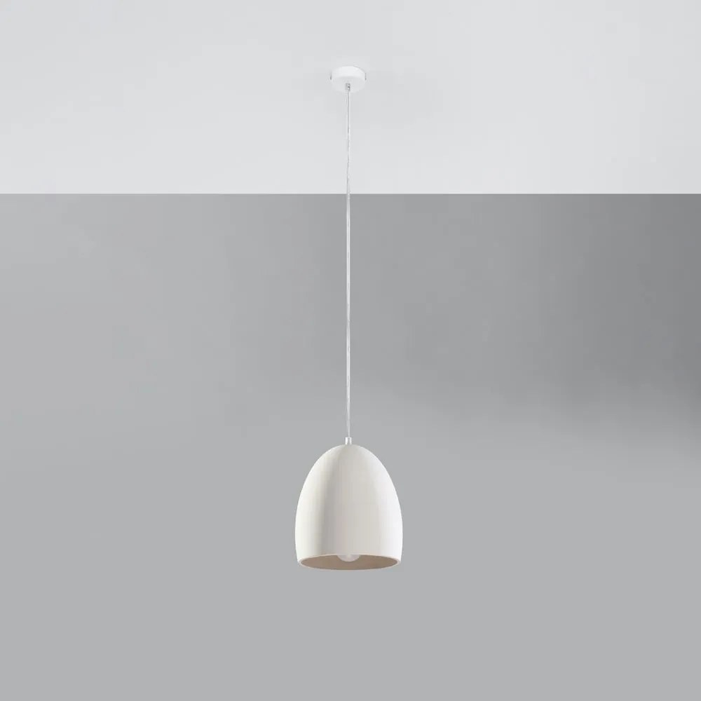 Biała lampa wisząca z ceramicznym kloszem ø 30 cm Fonsie – Sollux