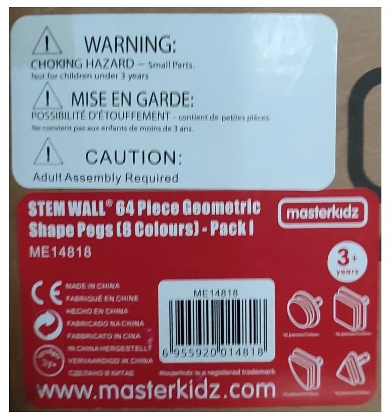 Masterkidz zestaw kołeczki w kształcie figur geometrycznych 64szt do tablic stem