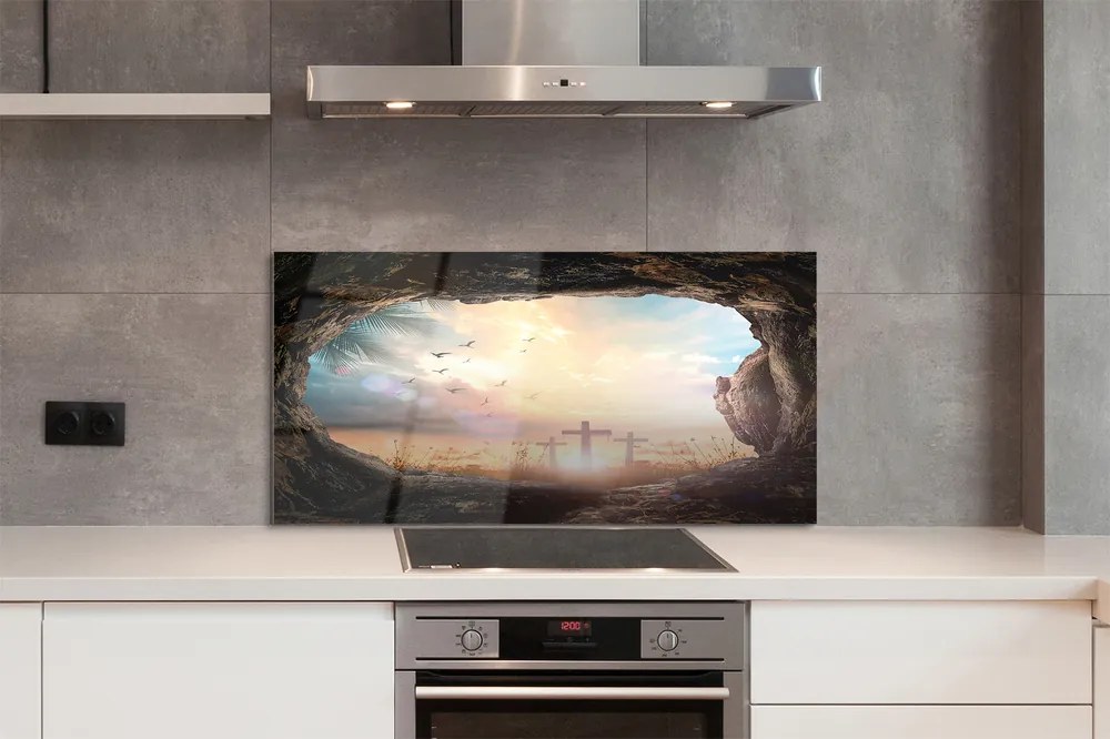 Szklany Panel Jaskinia i Lot Ptaków nad Krzyżami