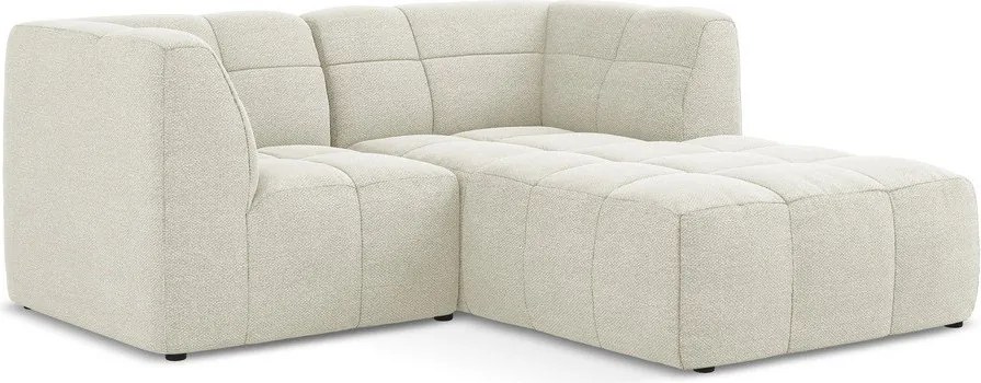 Beżowy narożnik z materiału bouclé (prawostronny/z szezlongiem) Aloha – Makamii