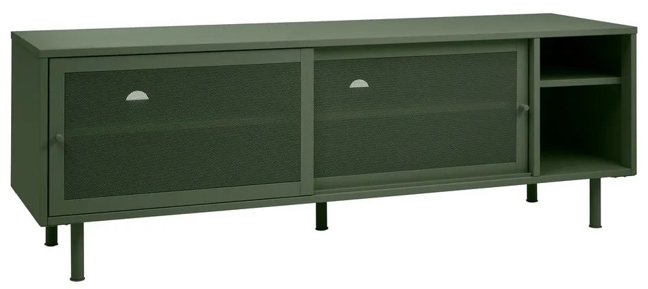 Ciemnozielona metalowa szafka pod TV 160x55 cm Veep – Unique Furniture