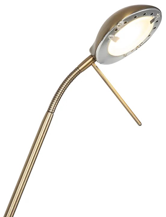 Nowoczesna lampa podłogowa brązowa z lampką do czytania w tym LED ściemniane do ciepłego - Diva klasyczny/Antyczny Oswietlenie wewnetrzne
