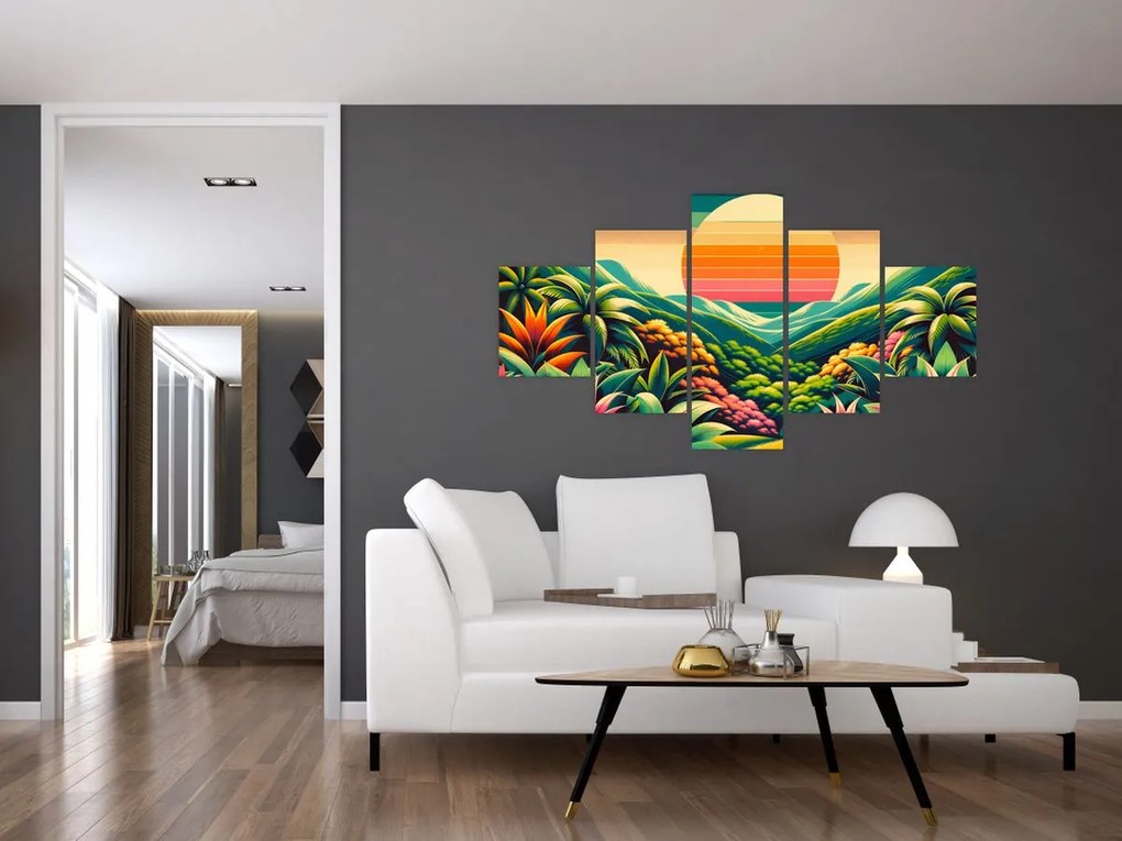 Obraz - Kolorowy zachód słońca (125x70 cm)