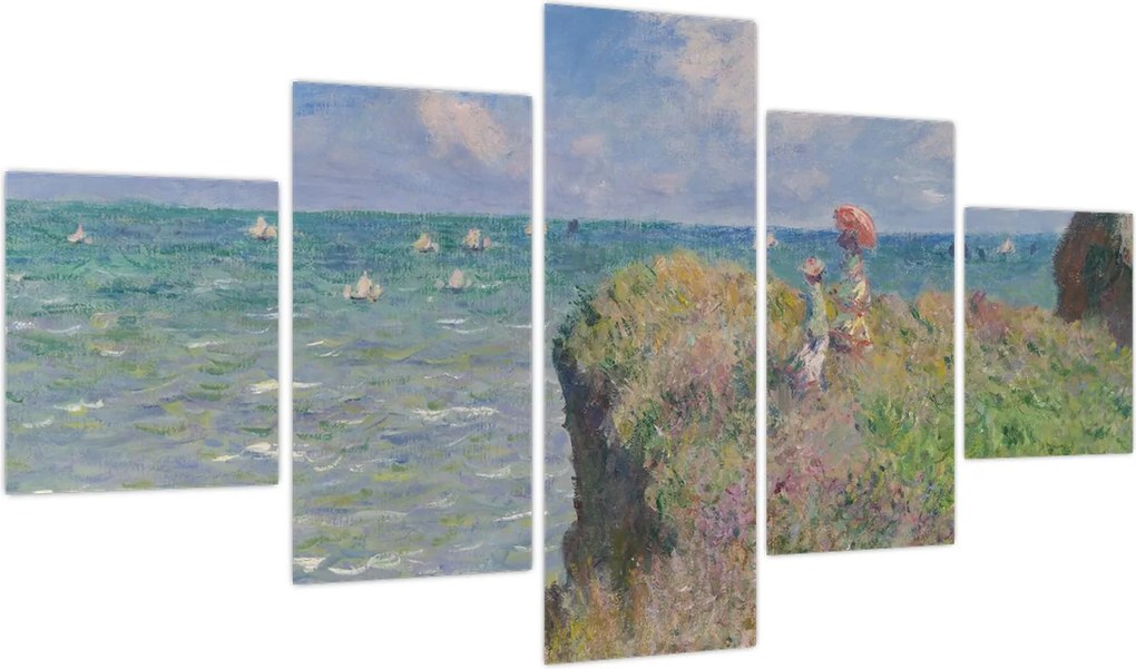 Obraz - Claude Monet, Cliff Walk at Pourville, reprodukcje (125x70 cm)