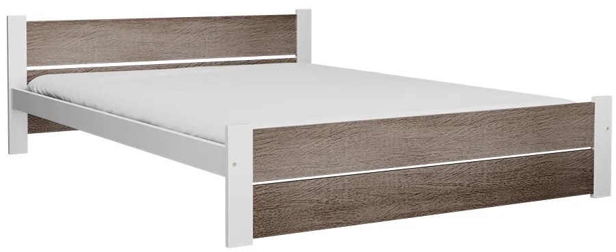 Łóżko IKAROS DOUBLE 180 x 200 cm, biały/dąb truflowy Stelaż: Ze stelażem listwowym rolowanym elastycznym, Materac: Materac Coco Maxi 20 cm