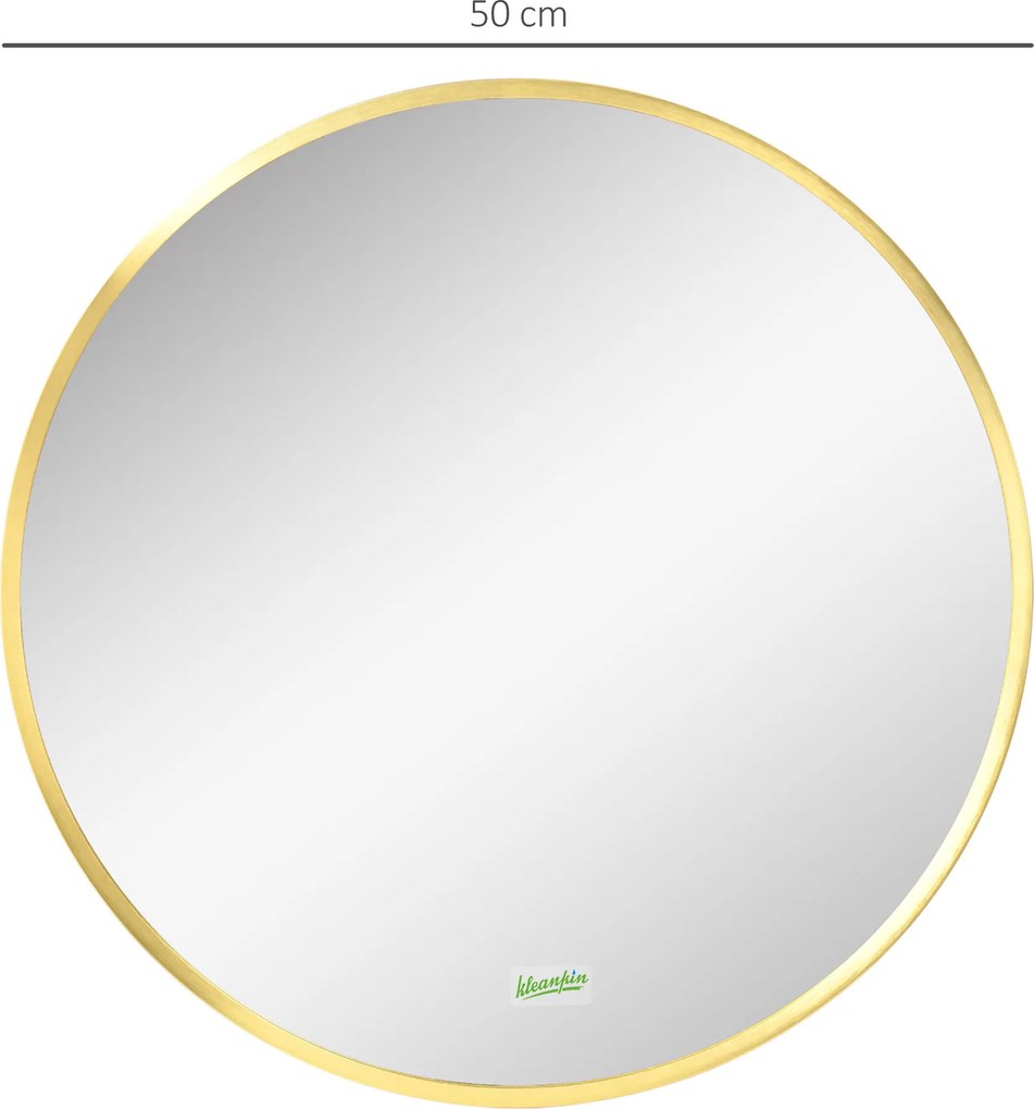kleankin Lustro Łazienkowe Ścienne Okrągłe Ø50cm z Oświetleniem LED IP44 Eleganckie i Nowoczesne | Aosom PL