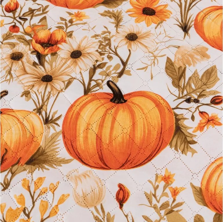 Narzuta na łóżko FLOWERS AND PUMPKINS, pomarańczowy Rozmiar: 170 x 210 cm